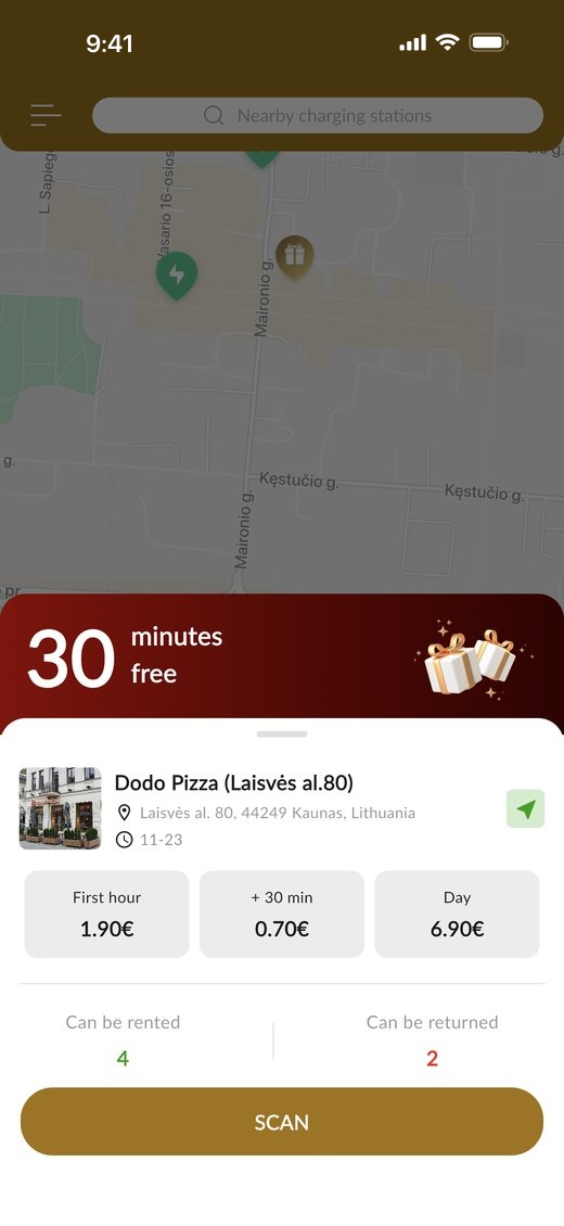 Station details with transparent pricing